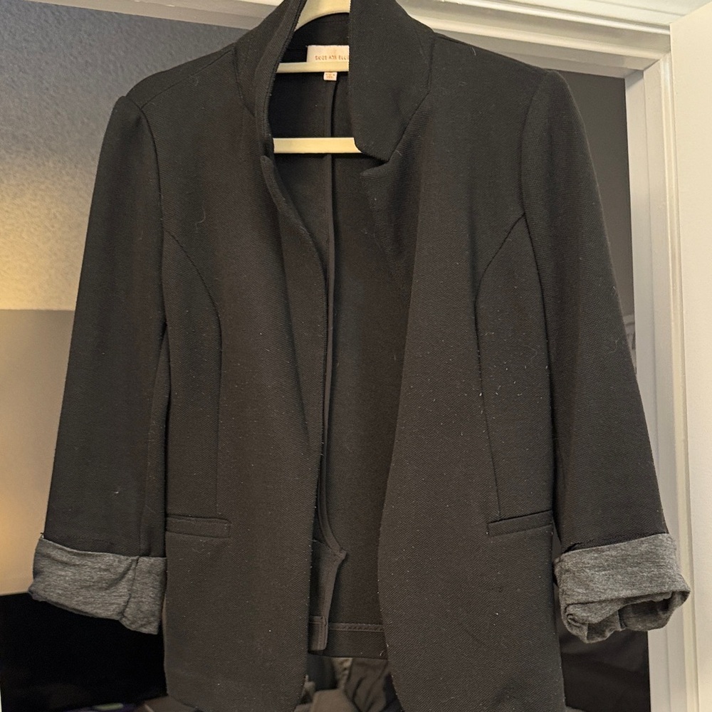 Skies Are Blue Black Blazer with Gray Accents